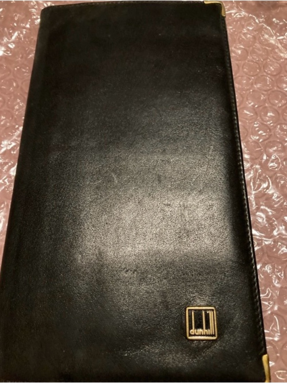Dunhill Black Leather Long Wallet with Gold Hardware